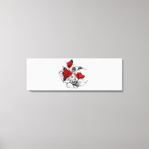 Mechanical Crescent with Red Roses Canvas Print