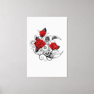Mechanical Crescent with Red Roses Canvas Print