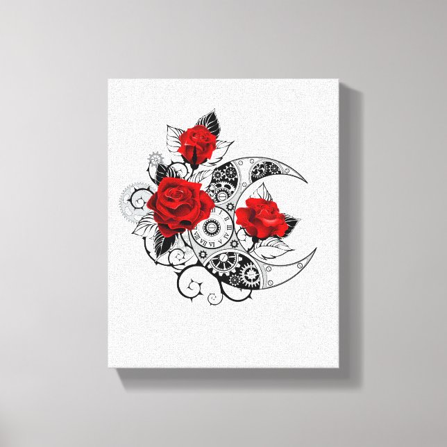 Mechanical Crescent with Red Roses Canvas Print (Front)