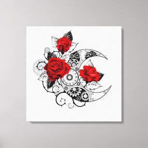 Mechanical Crescent with Red Roses Canvas Print
