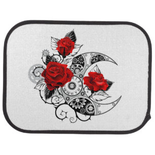 Mechanical Crescent with Red Roses Car Floor Mat