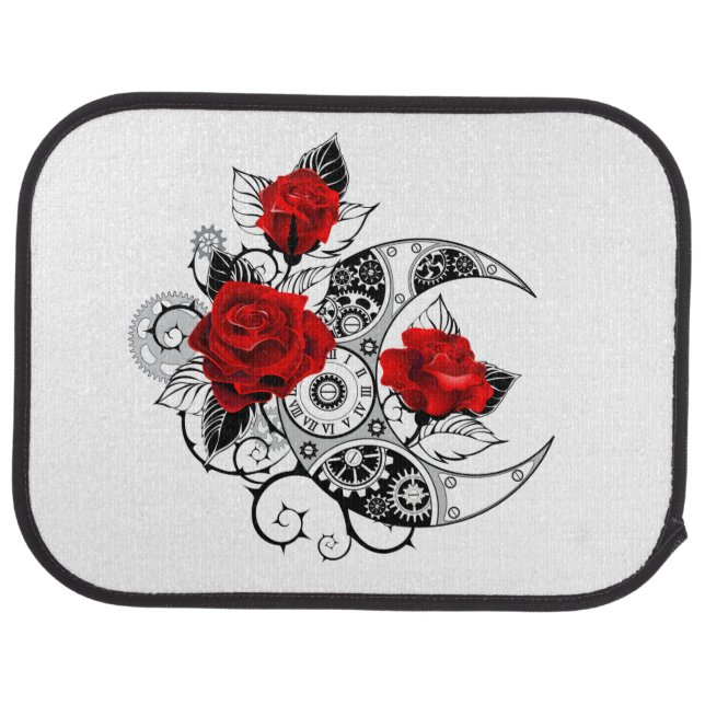 Mechanical Crescent with Red Roses Car Floor Mat (Rear)