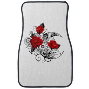 Mechanical Crescent with Red Roses Car Floor Mat