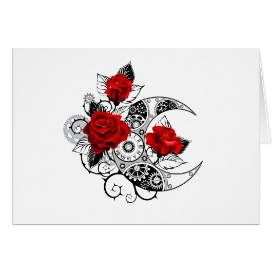 Mechanical Crescent with Red Roses Cards (Front Horizontal)