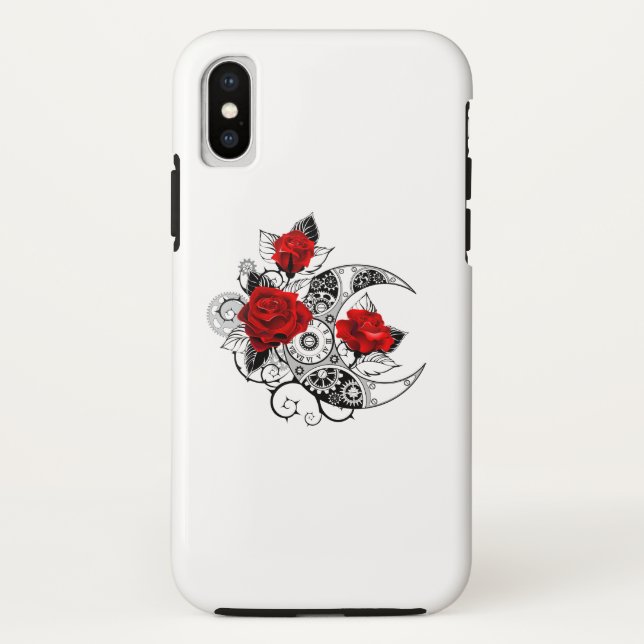 Mechanical Crescent with Red Roses Case-Mate iPhone Case (Back)
