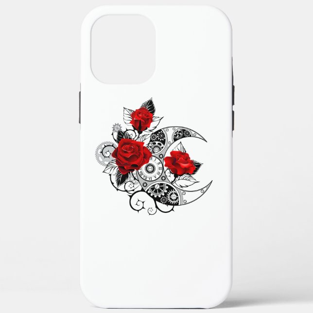 Mechanical Crescent with Red Roses Case-Mate iPhone Case (Back)