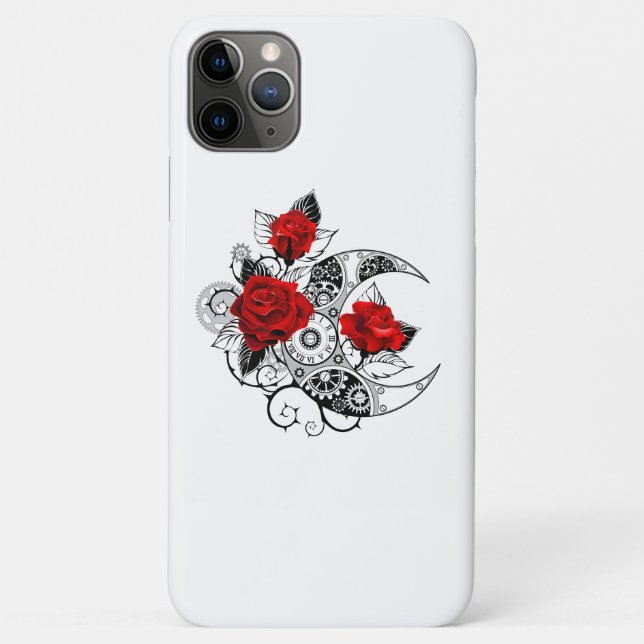 Mechanical Crescent with Red Roses Case-Mate iPhone Case (Back)