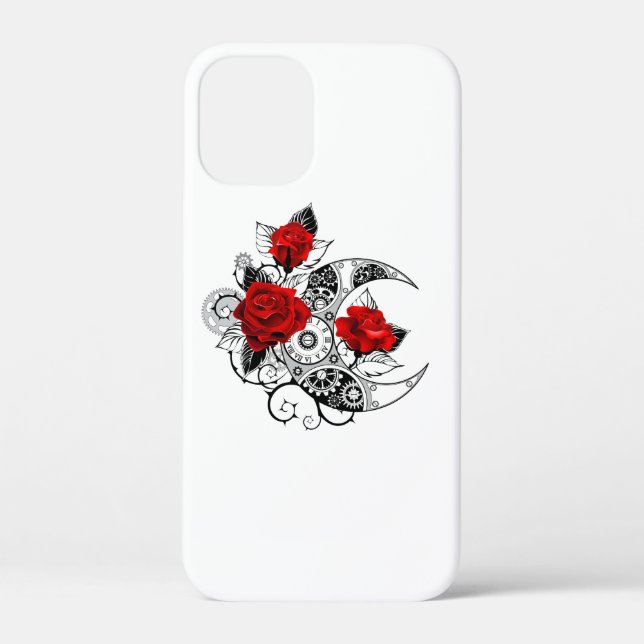 Mechanical Crescent with Red Roses Case-Mate iPhone Case (Back)