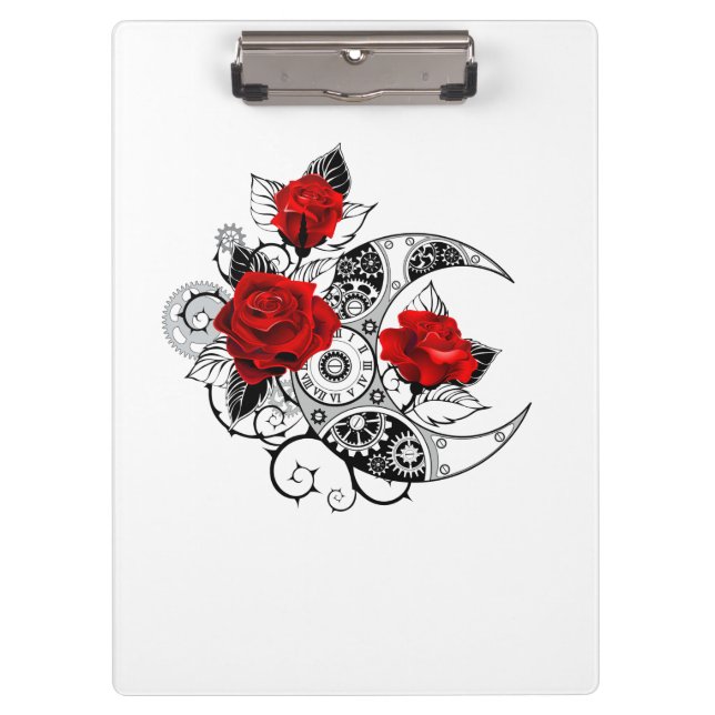 Mechanical Crescent with Red Roses Clipboard (Front)