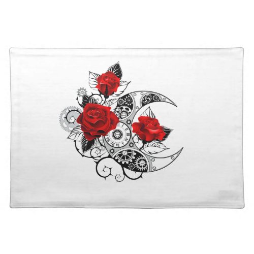 Mechanical Crescent with Red Roses Cloth Placemat
