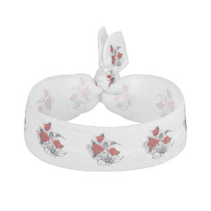 Mechanical Crescent with Red Roses Elastic Hair Tie