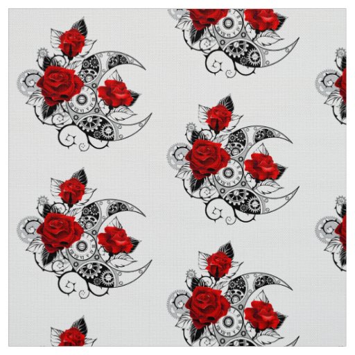 Mechanical Crescent with Red Roses Fabric