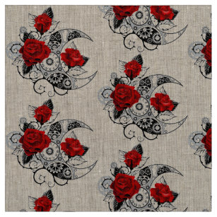 Mechanical Crescent with Red Roses Fabric