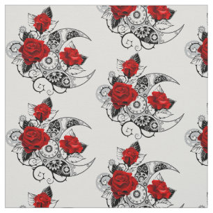 Mechanical Crescent with Red Roses Fabric