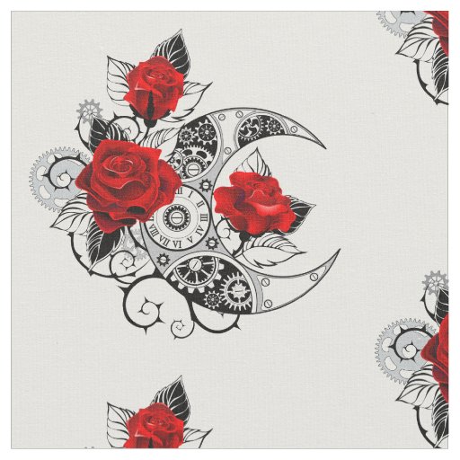 Mechanical Crescent with Red Roses Fabric