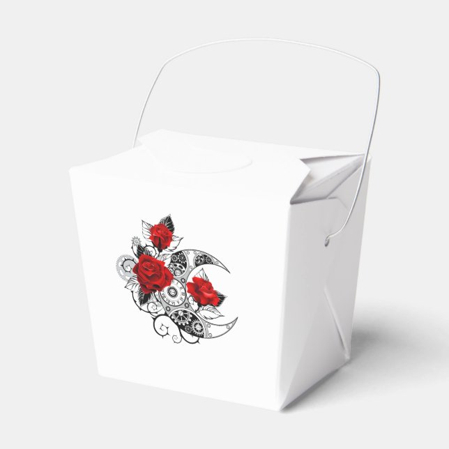 Mechanical Crescent with Red Roses Favor Boxes (Front Side)
