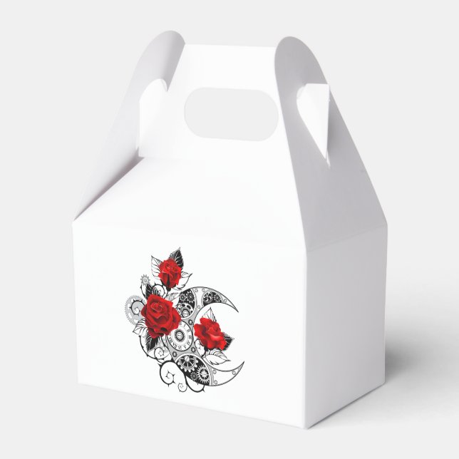 Mechanical Crescent with Red Roses Favor Boxes (Front Side)