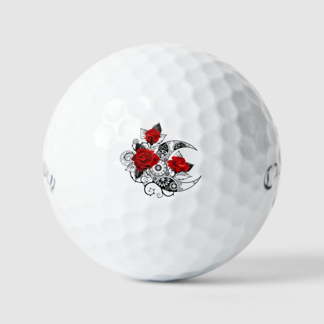 Mechanical Crescent with Red Roses Golf Balls (Front)