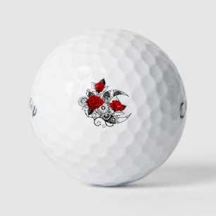 Mechanical Crescent with Red Roses Golf Balls