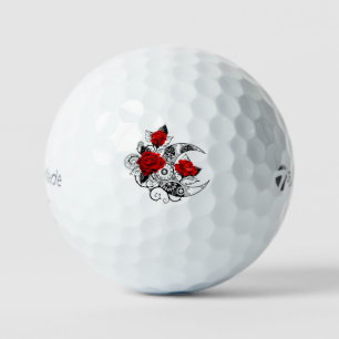 Mechanical Crescent with Red Roses Golf Balls