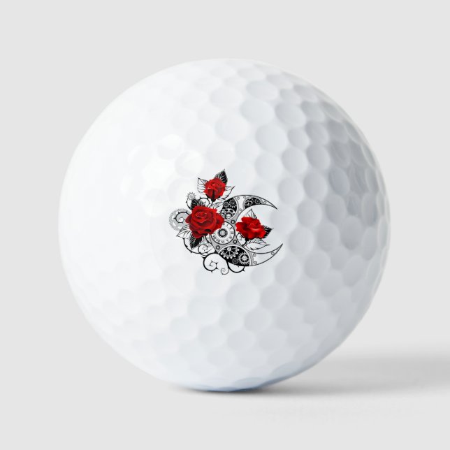 Mechanical Crescent with Red Roses Golf Balls (Front)