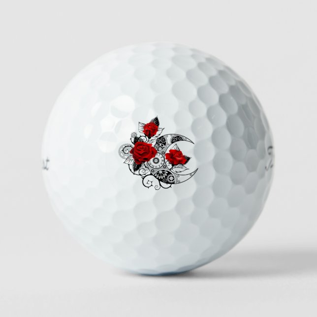 Mechanical Crescent with Red Roses Golf Balls (Front)