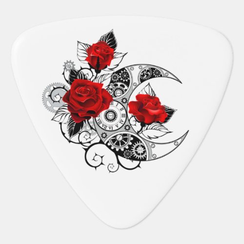 Mechanical Crescent with Red Roses Guitar Pick