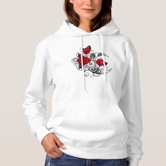 Mechanical Crescent with Red Roses Hoodie (Front)