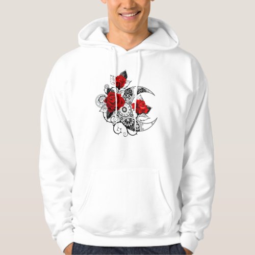 Mechanical Crescent with Red Roses Hoodie