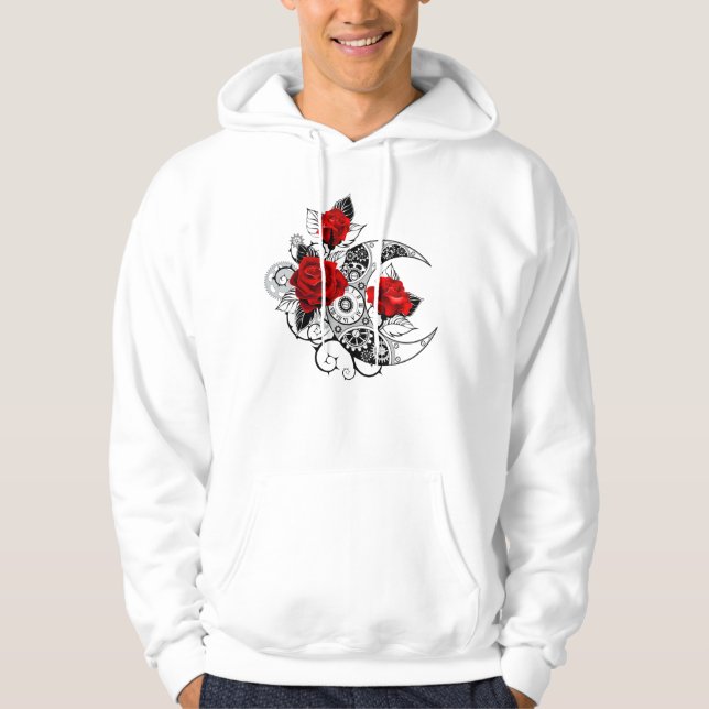 Mechanical Crescent with Red Roses Hoodie (Front)