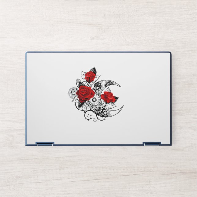 Mechanical Crescent with Red Roses HP Laptop Skin (Front)