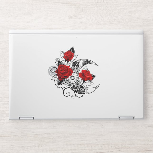 Mechanical Crescent with Red Roses HP Laptop Skin (Front)