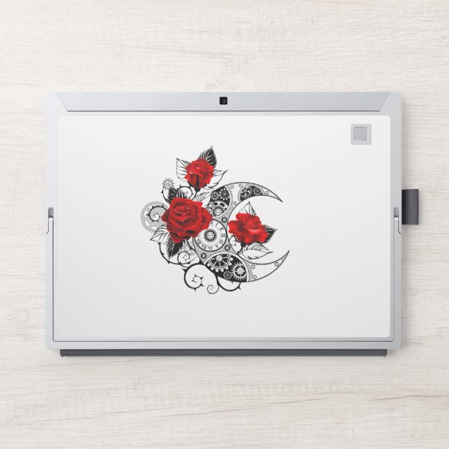 Mechanical Crescent with Red Roses HP Laptop Skin (Front)