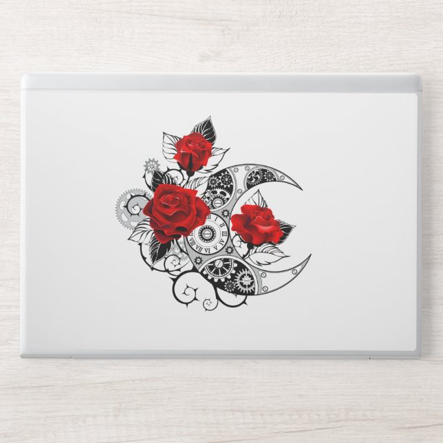 Mechanical Crescent with Red Roses HP Laptop Skin (Front)