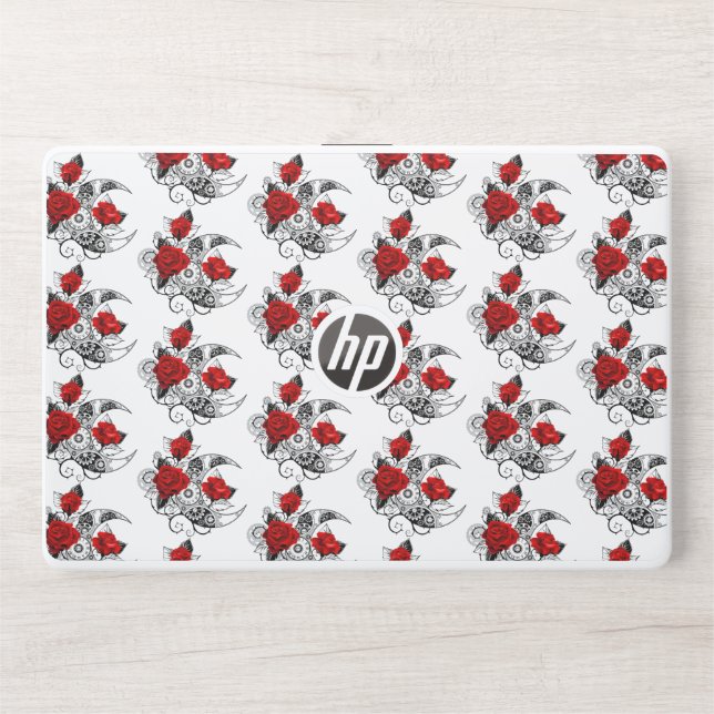 Mechanical Crescent with Red Roses HP Laptop Skin (Front)
