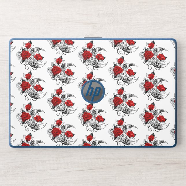 Mechanical Crescent with Red Roses HP Laptop Skin (Front)