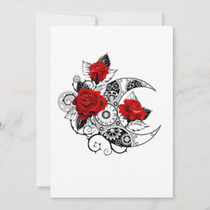 Mechanical Crescent with Red Roses Invitation