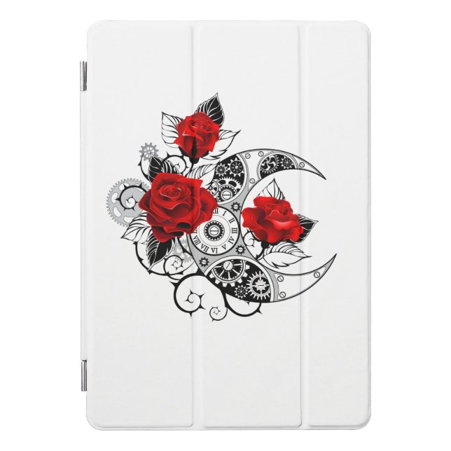 Mechanical Crescent with Red Roses iPad Pro Cover (Front)