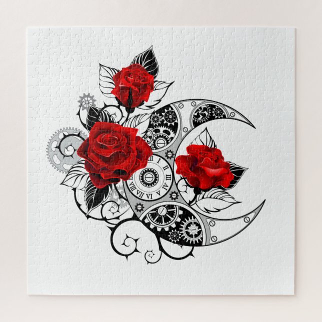 Mechanical Crescent with Red Roses Jigsaw Puzzle (Vertical)