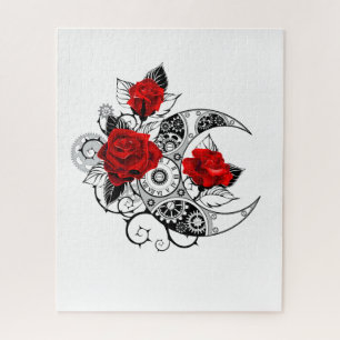 Mechanical Crescent with Red Roses Jigsaw Puzzle