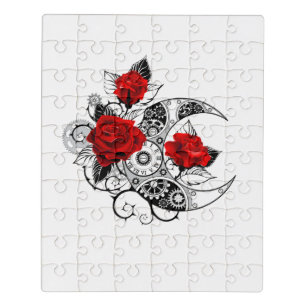Mechanical Crescent with Red Roses Jigsaw Puzzle