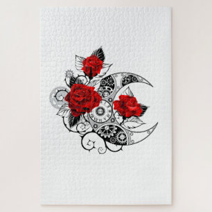 Mechanical Crescent with Red Roses Jigsaw Puzzle