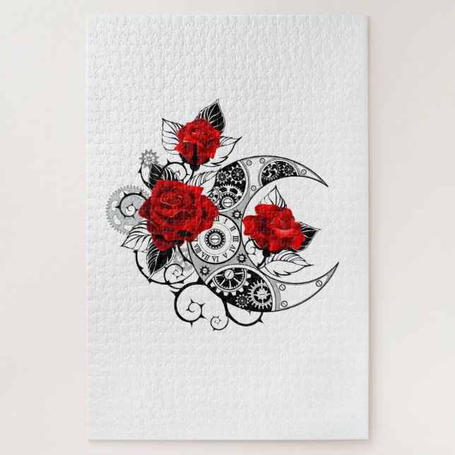 Mechanical Crescent with Red Roses Jigsaw Puzzle (Vertical)