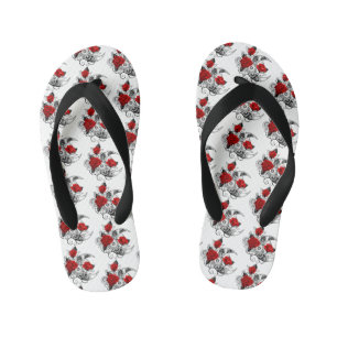 Mechanical Crescent with Red Roses Kid's Flip Flops