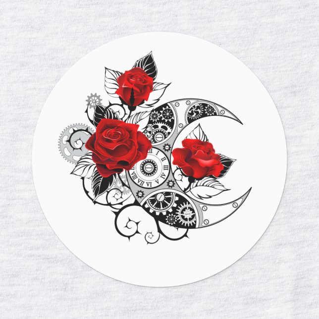 Mechanical Crescent with Red Roses Labels (Design 1)
