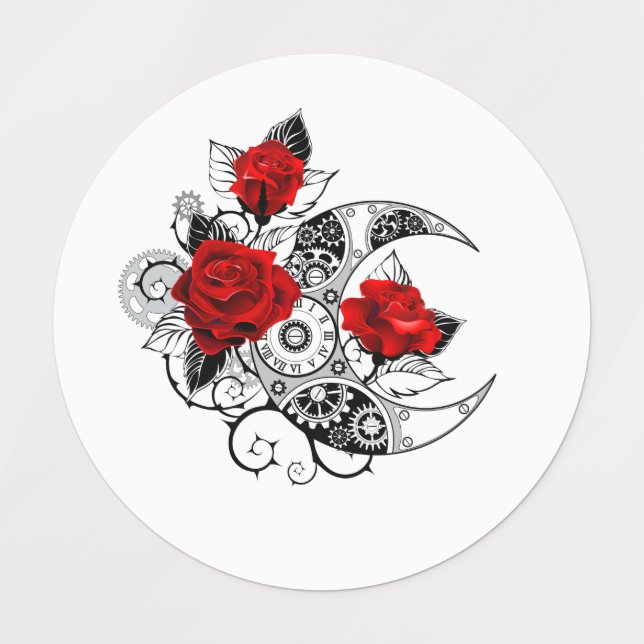Mechanical Crescent with Red Roses Labels (Design 1)
