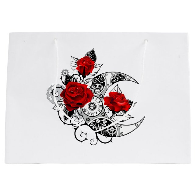 Mechanical Crescent with Red Roses Large Gift Bag (Front)