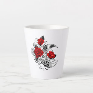 Mechanical Crescent with Red Roses Latte Mug