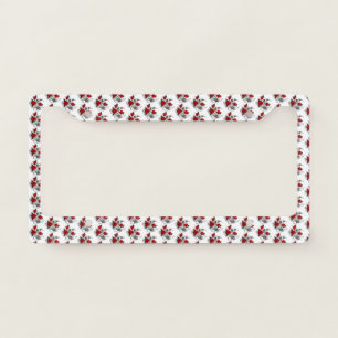 Mechanical Crescent with Red Roses License Plate Frame