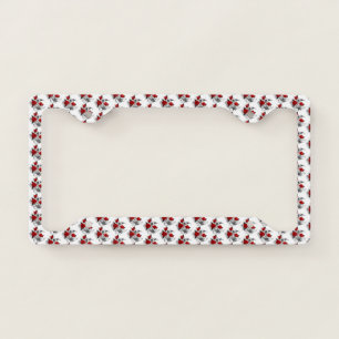 Mechanical Crescent with Red Roses License Plate Frame
